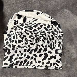 Stylish Black and White Leopard Print Women's scrub caps. Soft and stretchy